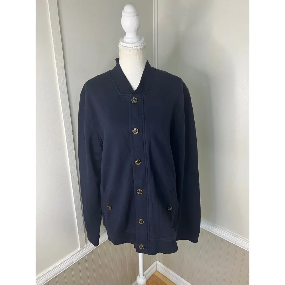 Ted Baker London Mens Navy Blue Button Front Jersey Cardigan Sweater Size 5 XL